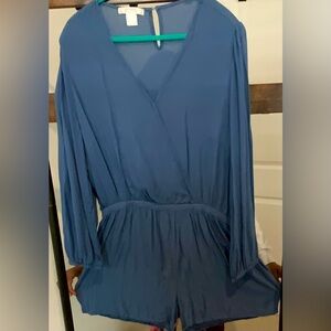 LASCANA VENUS Long Sleeve Denim-Look Romper (Worn Once)